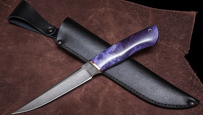 Фото ножа Щука из стали ХВ5 — 204, сталь хв5, притин мельхиор, стабилизированная карельская береза